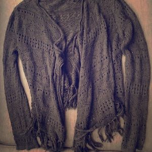 Black cardigan with a thread design